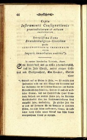 Copia Instrumenti Consignationis praeiudiciorum et actuum exercitorum...