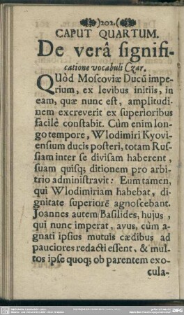Caput Quartum, De vera significatione vocabuli Czar