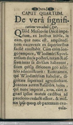 Caput Quartum, De vera significatione vocabuli Czar