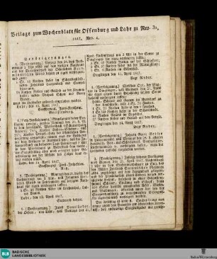 Wochenblatt für Offenburg und Lahr, Beilage zum Wochenblatt für Offenburg und Lahr