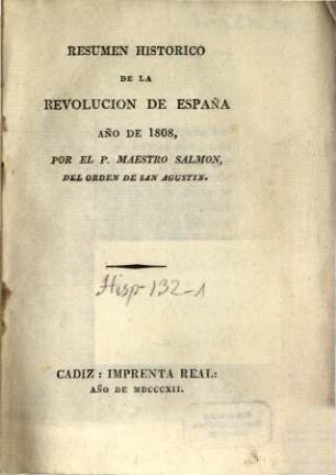 Resumen histórico de la revolucion de España año de 1808, 1