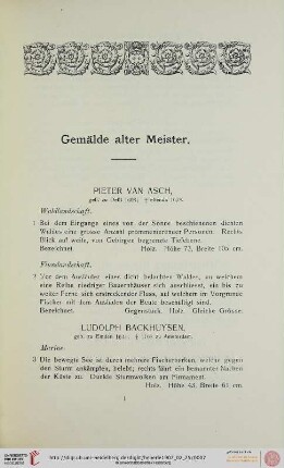 Gemälde alter Meister (Nr. 1-88)