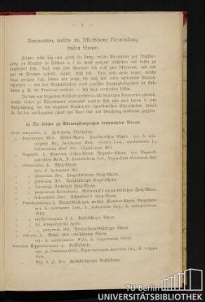 Baumarten, welche als Alleebäume Verwendung finden können.