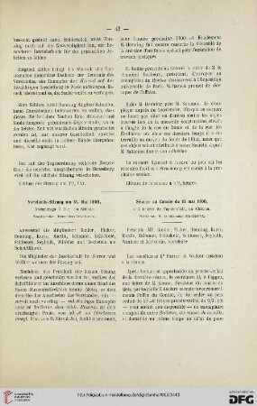 Vorstands-Sitzung am 18. Mai 1900 / Séance du Comité du 18 mai 1900