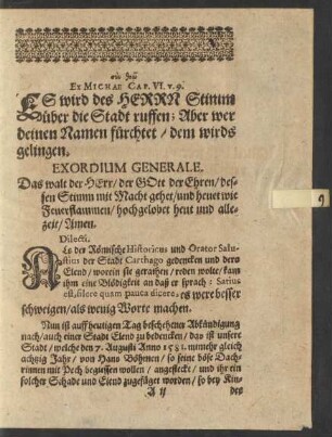 [Textus.] Ex Michae Cap. VI. v. 9.