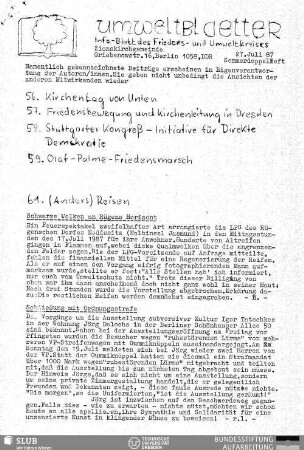 1987,Juli(56-59/61): Umweltblaetter : Infoblatt des Friedens- und Umweltkreises Zionsgemeinde