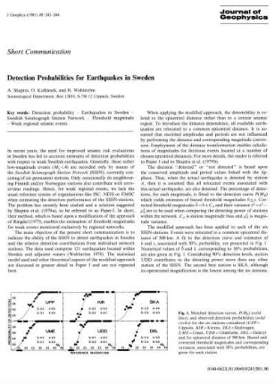 Detection probabilities for earthquakes in Sweden