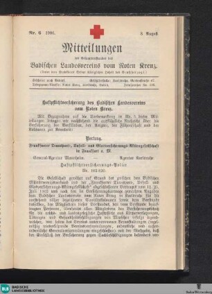 Mitteilungen des Gesamtvorstandes des Badischen Landesvereins vom Roten Kreuz