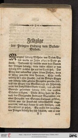 Feldzüge des Prinzen Ludwig von Baden-Baden
