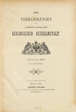 Verhandlungen der Geologischen Reichsanstalt. 1881