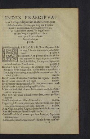 Index praecipuarum scitúque dignarum materiarum