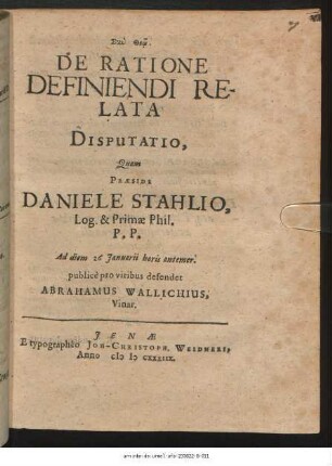 De Ratione Definiendi Relata Disputatio