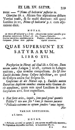 Quae supersunt Ex Satyrarum Libro XVI.