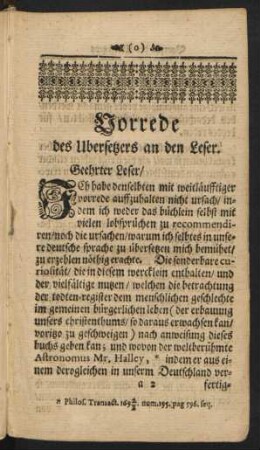 Vorrede des Ubersetzers an den Leser.