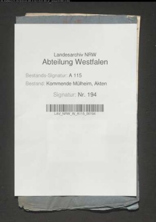 Stift Benninghausen tauscht mit der Kommende Mülheim den Eigenhörigen Thomas Thimann zu Schmerlecke gegen Lothar Alpmann zu Benninghausen (1677 März 7).