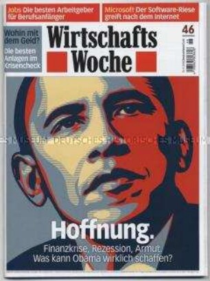 Fachzeitschrift "Wirtschafts Woche" u.a. zur Wahl Obamas und zur internationalen Finanzkrise
