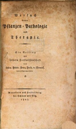 Versuch einer Pflanzen-Pathologie
