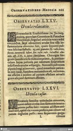 Observatio LXXVI. Uvulae casus