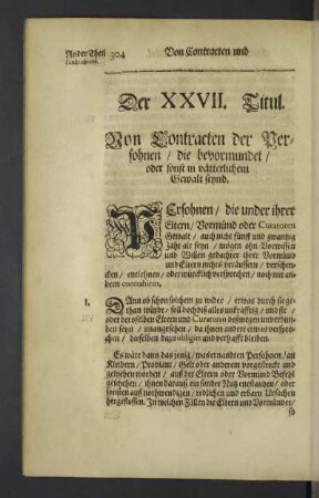 Der XXVII. Titul.