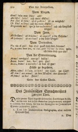 210-290, Des Italiaenischen Sprachmeisters Zweyter Theil.