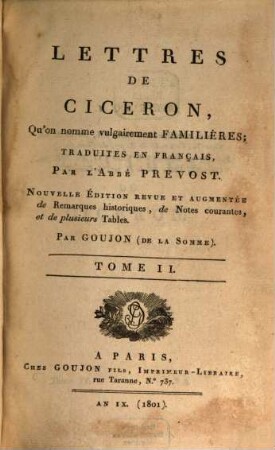 Lettres de Ciceron : qu'on nomme vulgairement familieres. 2