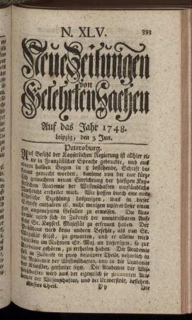 N. XLV. Leipzig, den 3 Jun. - N. LII. Leipzig, den 27 Jun.