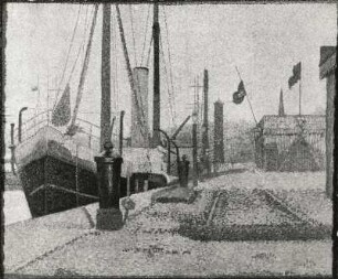 Der Hafen in Honfleur (1886, bezeichnet links unten: "Seurat"; Leinwand; 0,55 x 0,655 m; Nationalgalerie Prag)