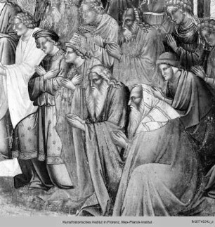 Ausmalung der Cappella della Croce : Kreuzlegende : Anbetung des Kreuzes