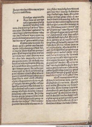 Jncipit vita sancti Hieronymi presbyteri [et] confessoris