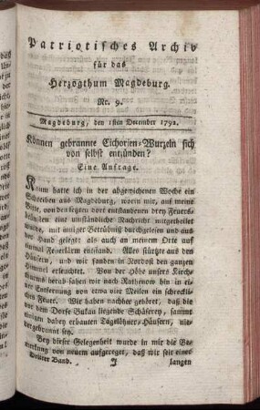 Nr. 9. Magdeburg, den 1sten December 1792