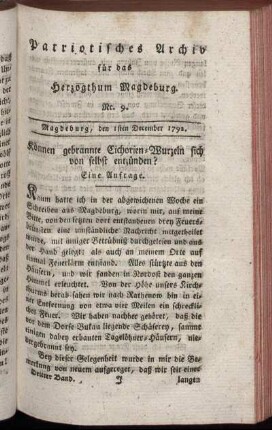 Nr. 9. Magdeburg, den 1sten December 1792