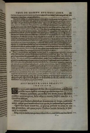 Argumentum Libiri De Cultu Fœminarum.