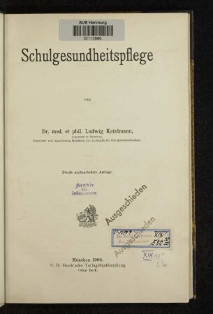Bd. 2, Abt. 2, Hälfte 2: Schulgesundheitspflege