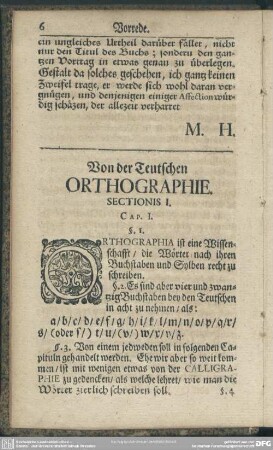 Von der Teutschen Orthographie. Sectionis I