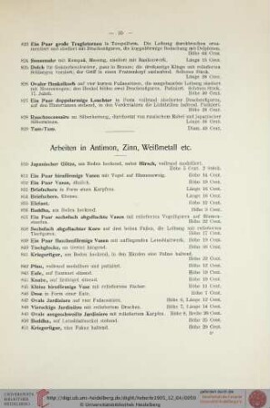 Arbeiten in Antimon, Zinn, Weißmetall etc. (Nr. 830-867)
