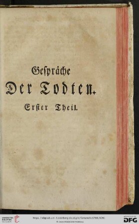 Gespraeche der Todten. Erster Theil