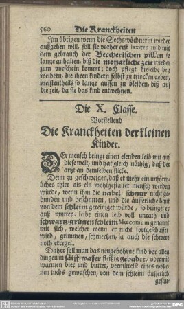 Die X. Classe. Vorstellend Die Kranckheiten der kleinen Kinder