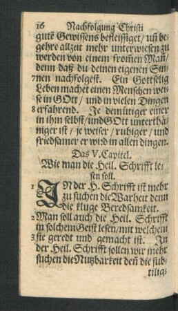 Das V. Capitel. Wie man die Heil. Schrifft lesen soll.