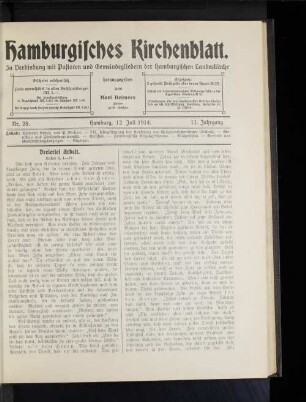 Nr. 28. Hamburg, 12, Juli 1914. 11. Jahrgang.