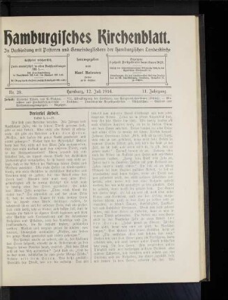 Nr. 28. Hamburg, 12, Juli 1914. 11. Jahrgang.