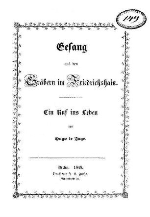 Gesang aus den Gräbern im Friedrichshain.