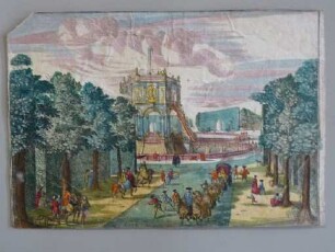Guckkastenbild mit Ansicht des schönen Gartens zu Anguien, 4. Tafel