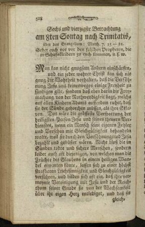 Sechs und vierzigste Betrachtung am 8ten Sontag nach Trinitatis, [...]