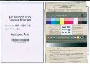 Entnazifizierung Peter Koensgen , geb. 29.06.1906 (Schlosser)