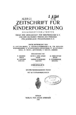 36: Zeitschrift für Kinderforschung - 36.1930