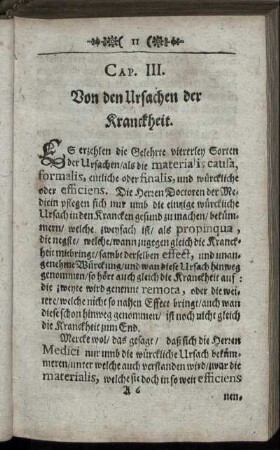 Cap. III. Von den Ursachen der Kranckheit.