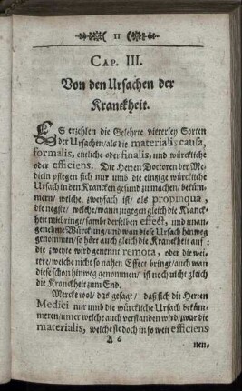 Cap. III. Von den Ursachen der Kranckheit.