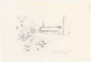 Ostfriedhof, Recklinghausen: Perspektivische Ansicht Kapelle