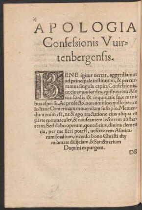 Apologia Confessionis Wirtenbergensis.