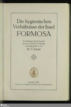 Die hygienischen Verhältnisse der Insel Formosa